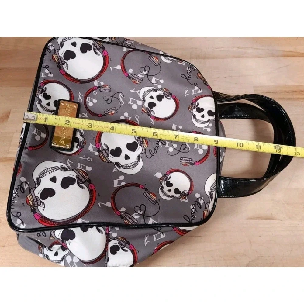 Betsey Johnson‎ Gray Red Skull Headphones Cosmetic Travel Bag